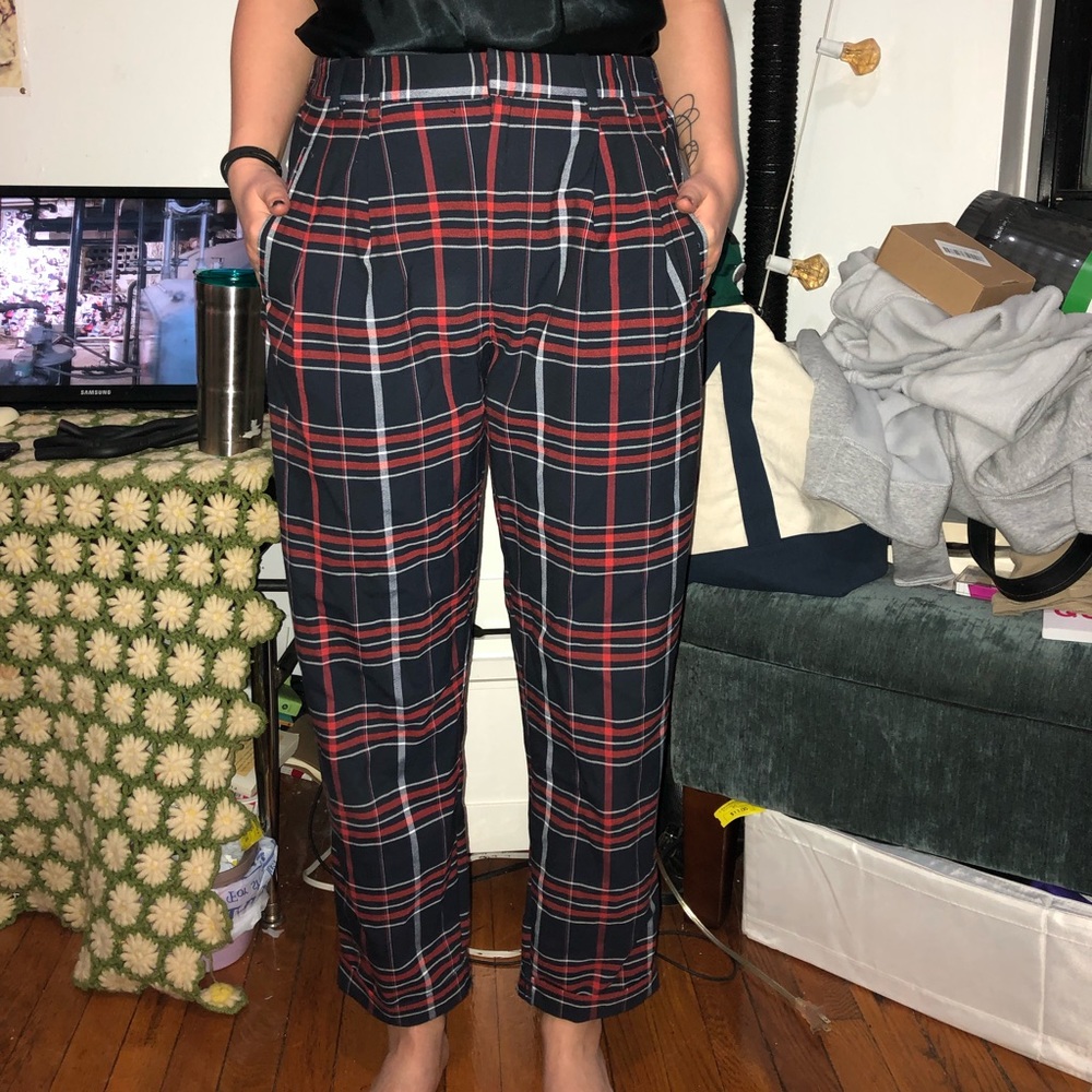 Red and Blue Plaid Trousers